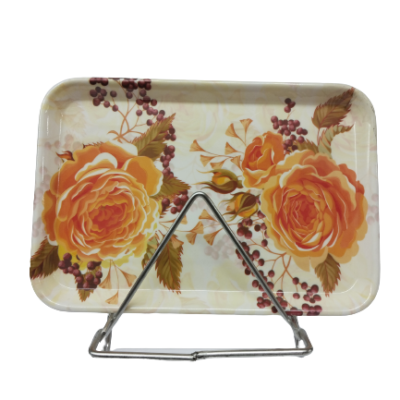 Orange Flower Printed Dinning Tray