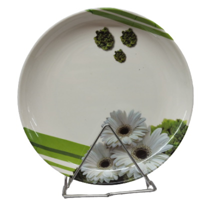 White Sunflower Printed Melamine Dinner Plate