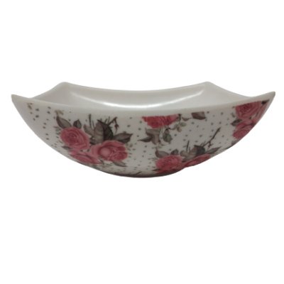 Melamine White Pink Dinner Bowl