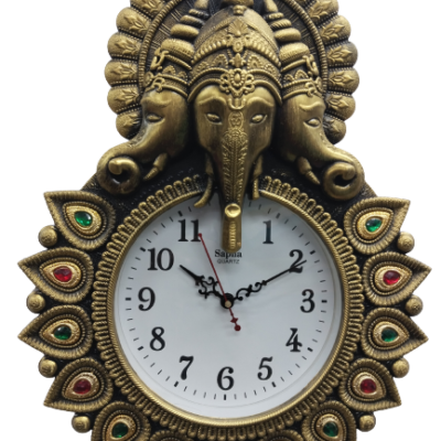 Brand Sapna Golden Ganesha Clock