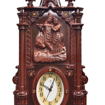 Brand Prathana Radha Krishna Wooden Wall Clock