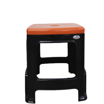 Brand Nilkamal Black With Orange  Plastic Stool